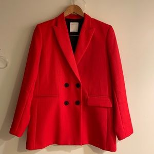 Sandro Red Blazer with Black Pattern